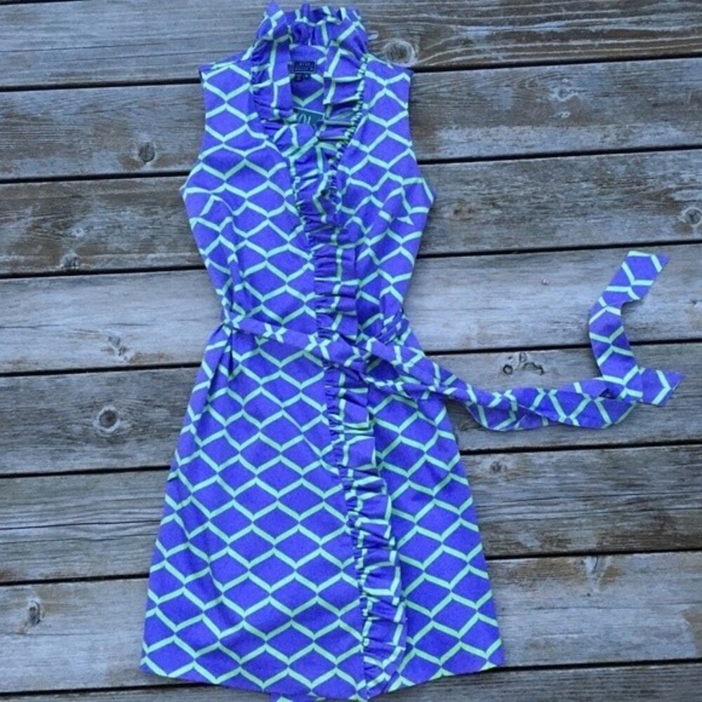 Melly M Riverside Ruffle Printed Wrap Dress 8 NWT - Picture 3 of 12